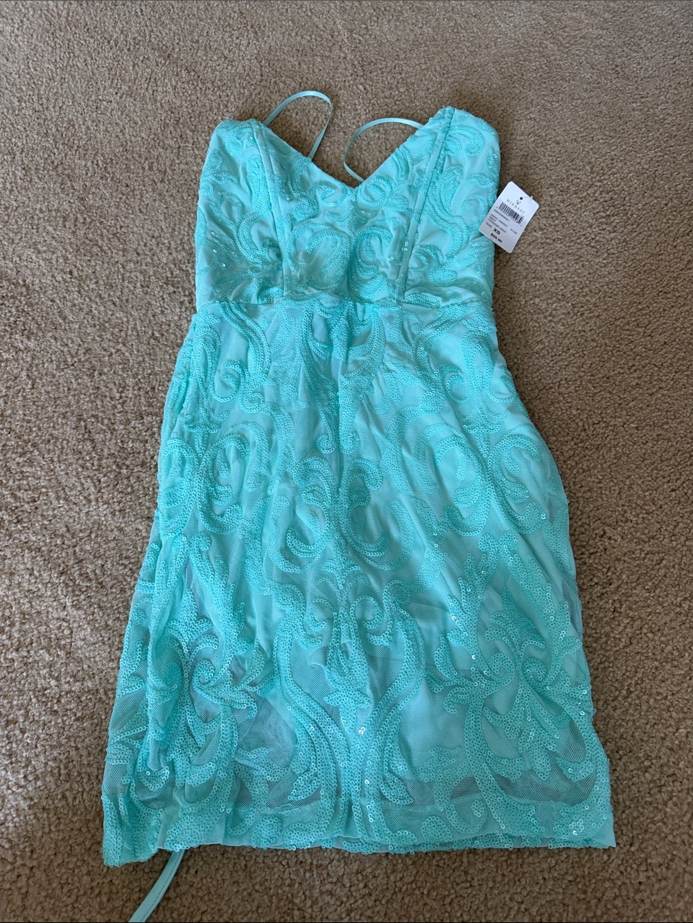 Windsor Aqua Sequin Mini Dress